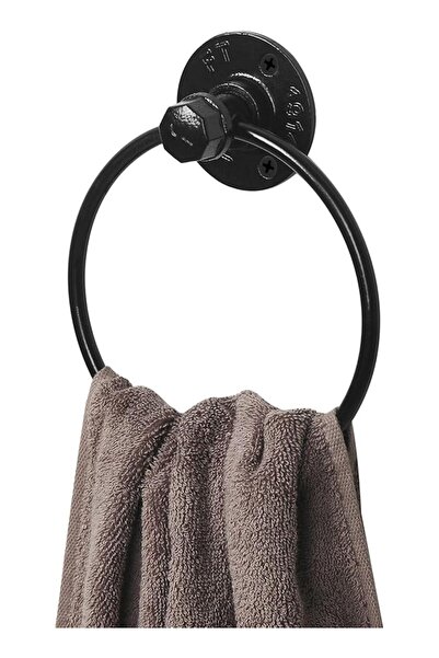 The Bros Industrial Towel Ring Rustic Pipe Hand Towel Holder Wall Mounted for...