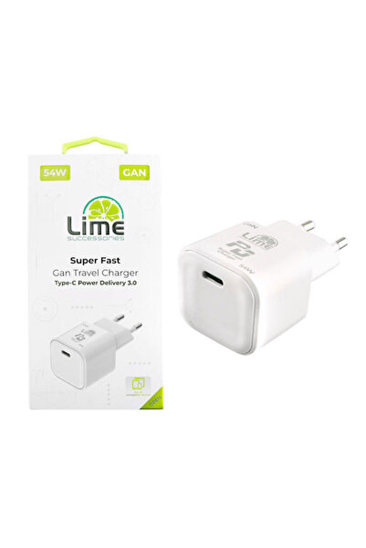 Lime&co Φορτιστής Lime Χωρίς Καλώδιο GaN με Θύρα USB-C 54W Power Delivery Λευ...