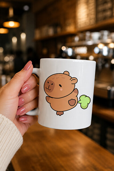 chic crazze Cute Capybara Patterned Porcelain Mug Fun Capybara Design Coffee ...