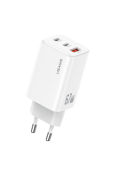 Usams Φορτιστής χωρίς καλώδιο GaN με θύρα USB-A και 2 θύρες USB-C, Παροχή ισχ...