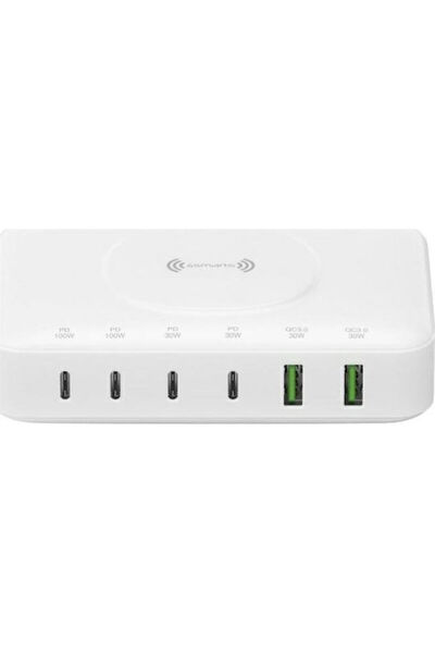 4smarts Βάση Φόρτισης GaN με 2 θύρες USB-A και 4 θύρες USB-C, Παροχή Ισχύος 1...