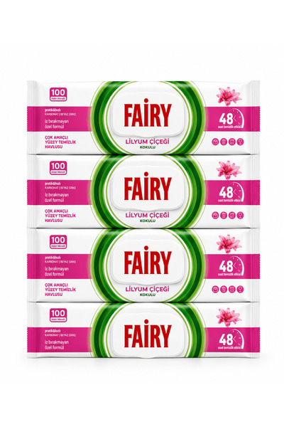 Fairy Wet wipes for cleaning surfaces, Lily scent, 4 x 100 pcs