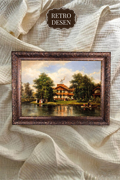 Retro Vintage Çerçeveli Tablo, Manzara Tablosu, Sanatsal Baskı, Duvar Dekoru,...