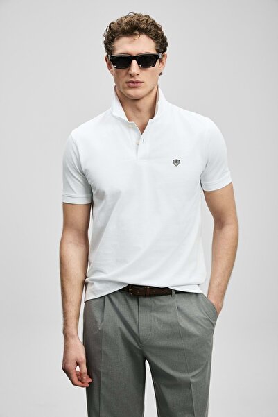 Lufian 111040230 Laon Smart Polo Collar T-Shirt Men's T-Shirt White