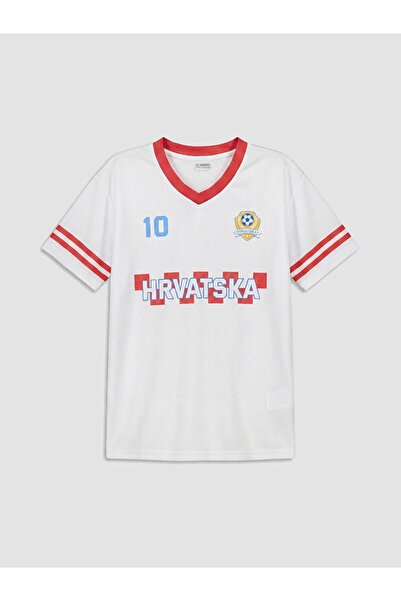 LC Waikiki Lcw Kids V-Neck Croatia Printed Girls' T-Shirt