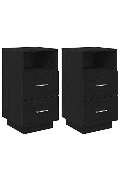 vidaxl Noptiere 2 buc cu 2 sertare Negru 36x36x68 cm