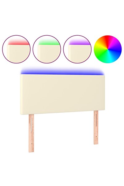 vidaxl Tăblie de pat cu LED, crem, 80x5x78/88 cm, piele ecologică