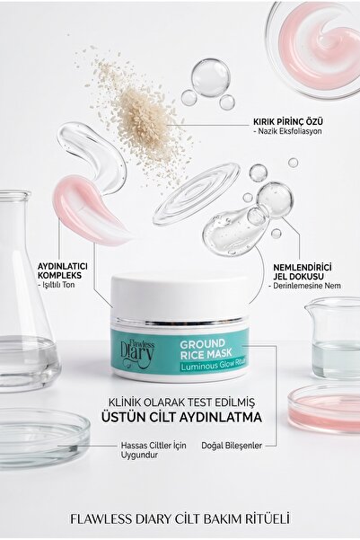 Flawless Diary Cilt Tonu Eşitleyici Pirinç Özlü Peeling Yüz Maskesi 100ml Arı...
