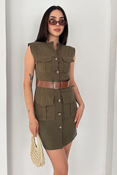 Noa&Noa Women's Belted Safari Mini Dress with Pockets