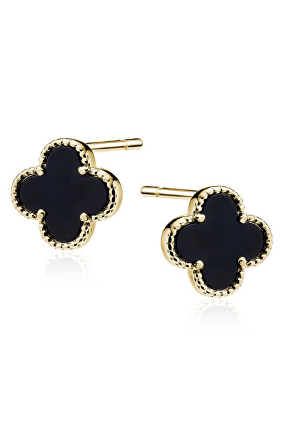 PrimaDonna Cercei Clover Negri din Argint 925 Placat cu Aur 14K