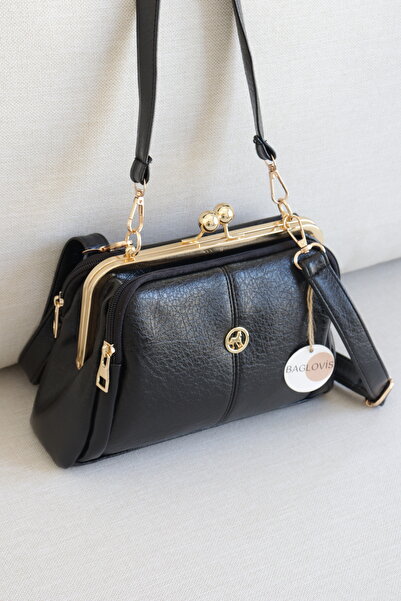 BAGLOVİS Women's Scholarship Handbag with Gold Clip, Multi-Compartment, Styli...