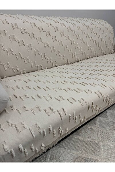 ŞENER HOME Husă pentru canapea extensibilă cu ciucuri, 100% bumbac, 175x215 cm