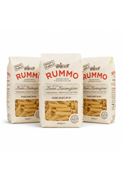 Rummo Set 3 x Paste Penne Rigate N°66, 500 g, paste din grâu dur, metodă Lent...