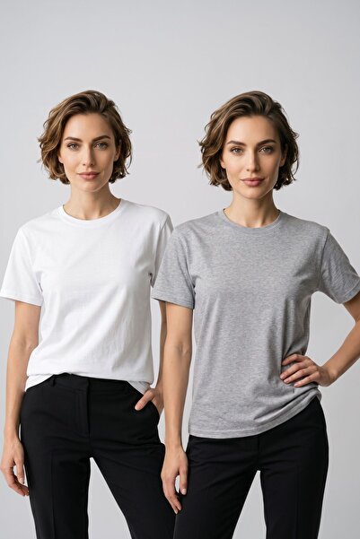 fevien Women's 2-Pack Basic Crew Neck Short Sleeve T-Shirt - Casual Comfort F...