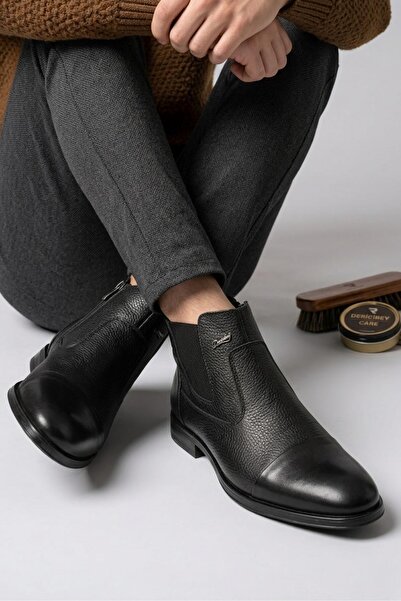 Dericibey 5040 Men's Genuine Leather Stretch Boots with Zipper and Comfortabl...
