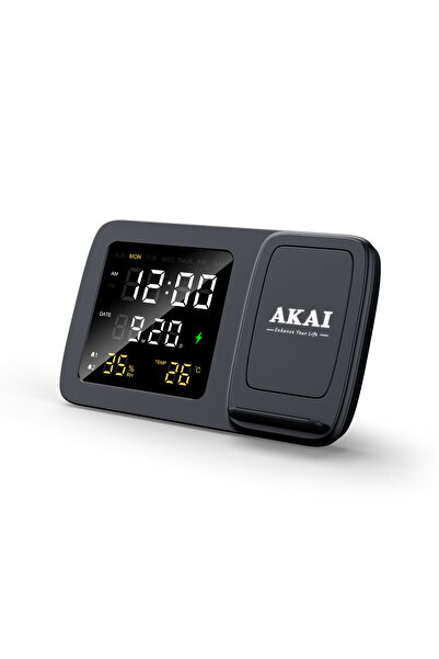 AKAI ACRW-3500 – Ασύρματος Φορτιστής Qi έως 15W με Διπλό Ξυπνητήρι, LED Οθόνη...