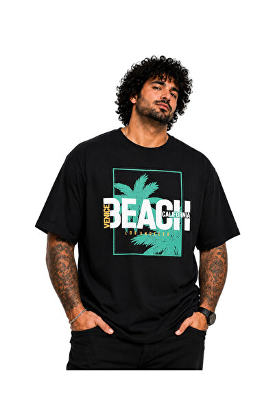Starbattal Tricou cu gâtul în formă de O pentru bărbați, mărime mare, Beach 2...