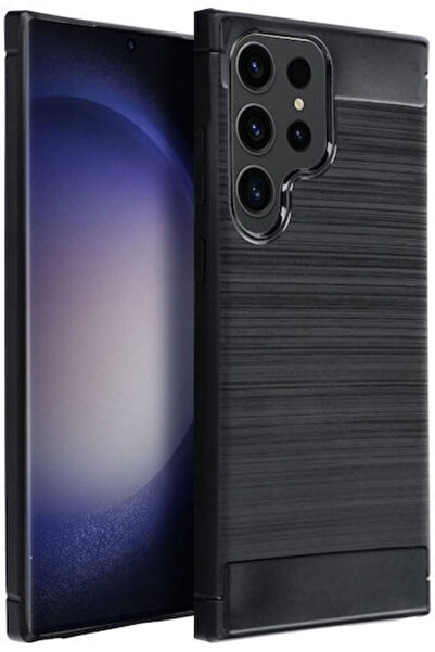 OEM Hurtel Ανθρακονημάτινη Σιλικόνη Πίσω Θήκη Μαύρη για Galaxy S26 Ultra