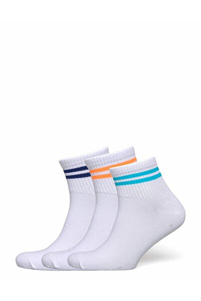 Jack & Jones Men's White Jacjoe Solid Short Socks 3 Pack Socks