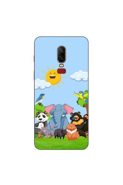 OEM Case compatible with OnePlus 6 Silicone Gel Tpu Jungle Friends Pattern