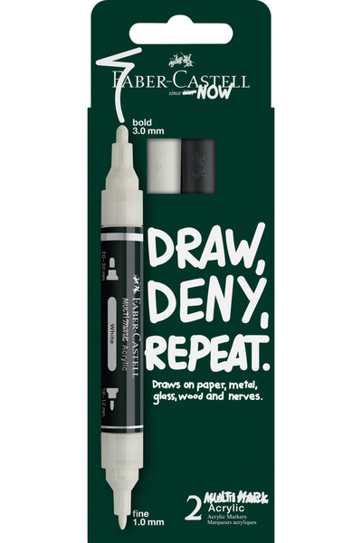 Faber Castell BLISTER 2 MULTIMARK ACRYLIC MARKERS WHITE-BLACK FABER-CASTELL