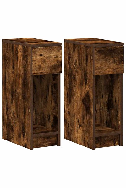 vidaxl Noptiere cu sertar 2 buc stejar afumat 20x36x60 cm