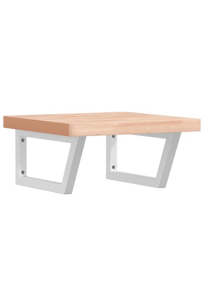 vidaxl Raft pentru lavoar montat pe perete, oțel și lemn masiv fag