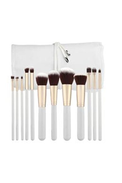 MIMO Set of 12 White Kabuki Makeup Brushes - Makeup Brush Kabuki White, 12 pcs