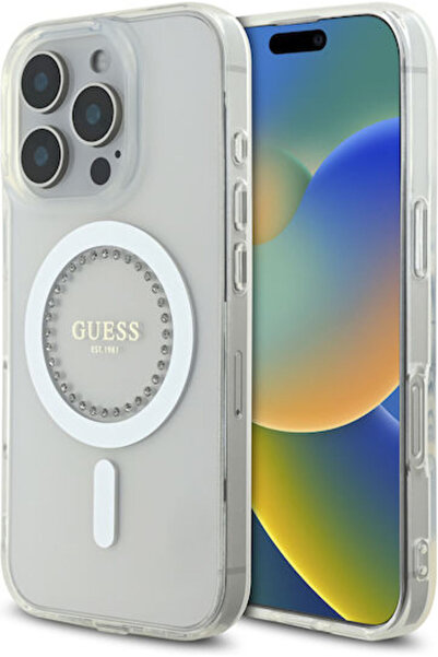 Guess Iml Rhinestones Ring Magsafe Case Iphone 16 Pro Max White Code: GUHMP16...
