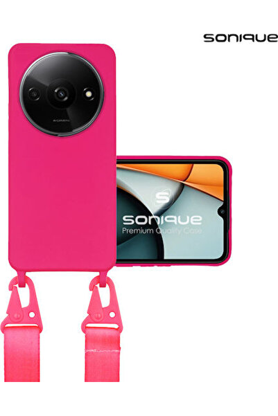 Other Sonique Θήκη Πλάτης Σιλικόνης 0.5mm με Λουράκι Φούξια (Redmi A3)