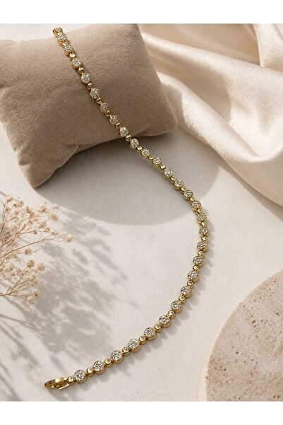 FİORE WOMEN Zirkon Taşlı Gold Renk Su Yolu Choker Kadın Kolye