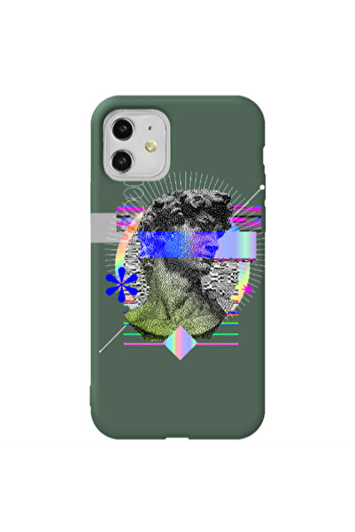 Other Apple iPhone 11 Statue pixels Dark Green Colored Silicone TPU Θήκη