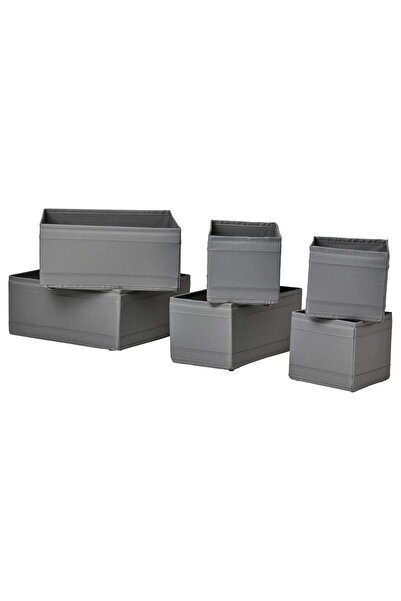 SKUBB Storage Organizer Box Set of 6 Dark Gray Polyester/Polypropylene