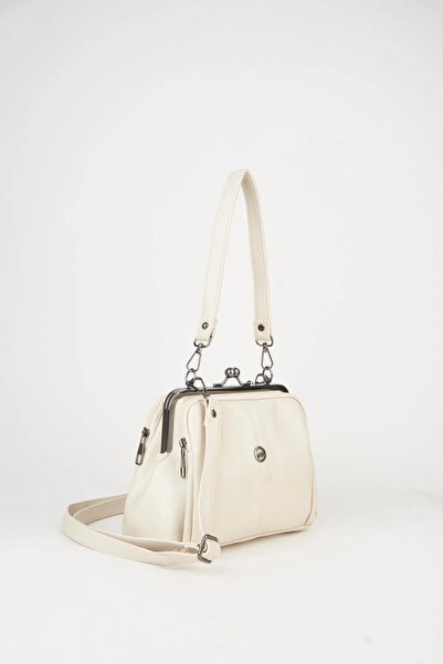 Hale Ege Women's Cream Butterfly 4-Compartment 2-Strap Lined Scholarship Hand...