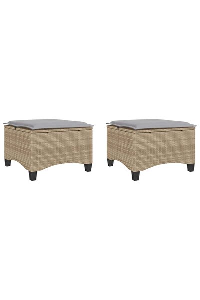 vidaxl Scaune de grădină cu perne 2 buc Bej 55x55x36 cm Poly Ratan