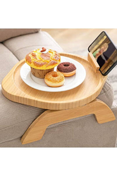 TAPIT Bamboo Sofa Tray Table Clip on Side Table Couch Arm with 360° Rotating ...