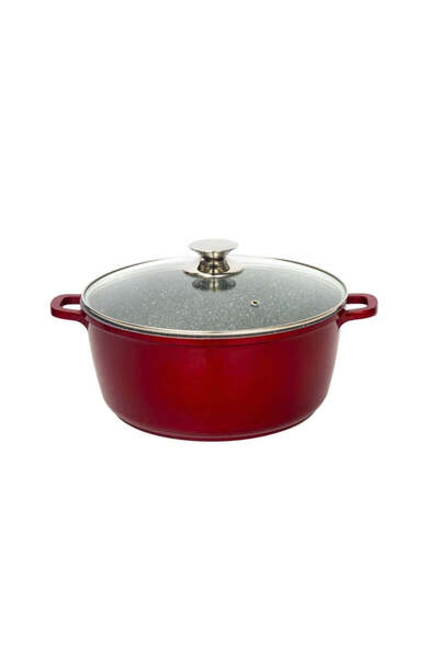 dealshopromania Saucepan 6.5 Liters granite with glass lid 28 cm – compatible...
