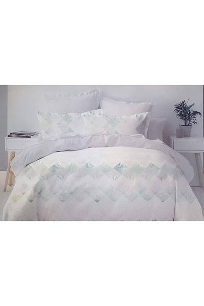 MILANO COLLECTION Double Bed Linen Top Bottom Set Cotton Mix 51210 P11 Green/...