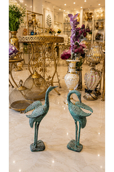 hediye ESTERHOMEDECOR 2’li Eskitme yeşil metal flamingo aksesuar