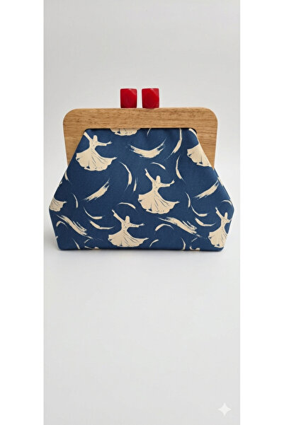 handedizayn Mevlevi Desenli Tasasvufi Model Ahşap Burslu Zincir Askılı Clutch...