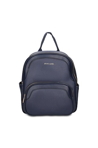 Pierre Cardin , Rucsac din piele ecologica cu bareta ajustabila, Albastru