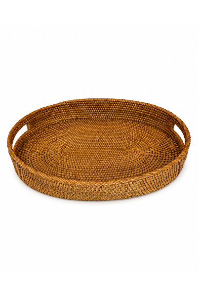 ipekbambuhome El Örgüsü Rattan Oval Sunum Tepsisi 35x25 cm – Dekoratif Hasır ...