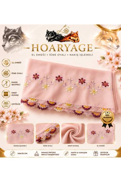 hoaryage التطريز اليدوي المطرزة إبرة مطرزة غطاء الصلاة المهر Mevlit الحجاب كر...