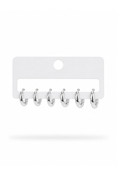 serelya Brass Silver Color Oval Earring Set