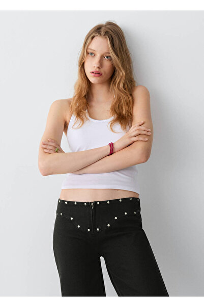Mango Teen Düşük belli zımbalı jean pantolon