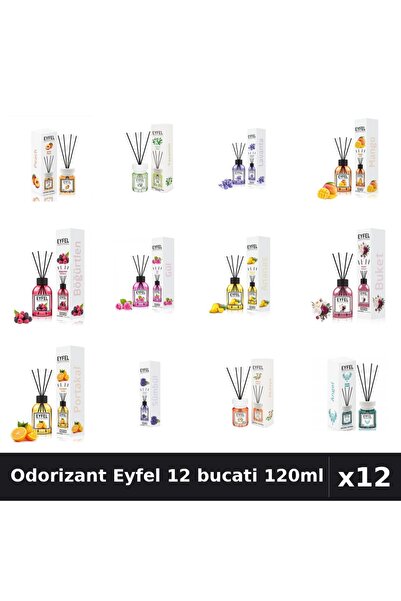 Eyfel Set 12 Odorizante Camera cu Betisoare - 12 Arome Asortate, Parfum Inten...