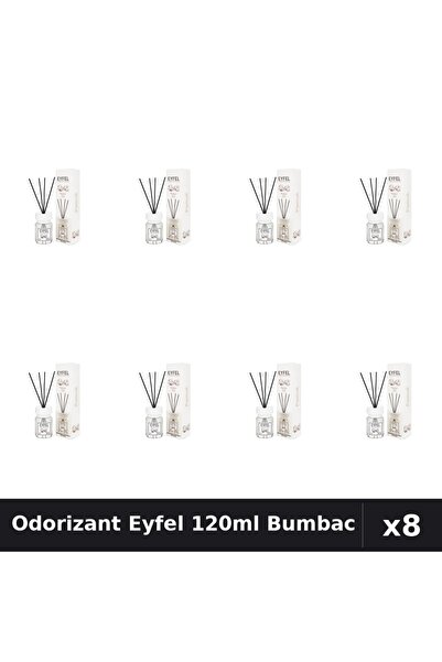 Eyfel Set 8 Odorizante Camera cu Betisoare - Aroma Bumbac, Parfum Intens 120ml