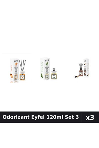 Eyfel Set 3 Odorizante Camera cu Betisoare - Piersica, Lacramioare, Vanilie 1...