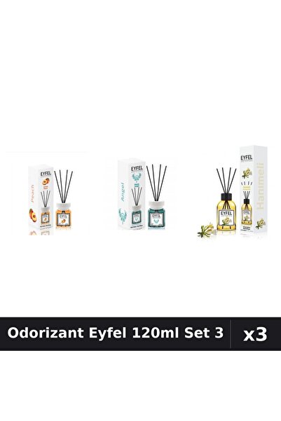 Eyfel Set 3 Odorizante Camera cu Betisoare 120ml - Angel, Piersica, Mana Maic...