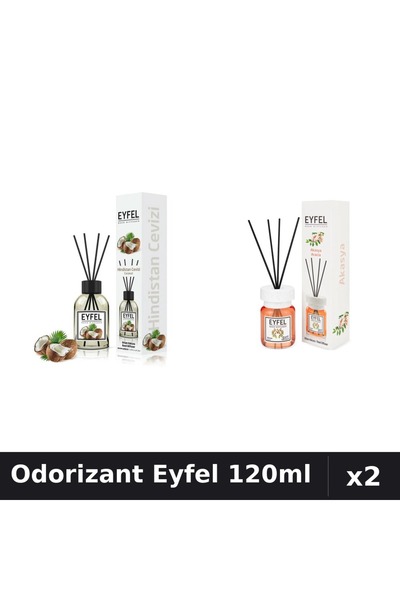 Eyfel Set 2 Odorizante Camera cu Betisoare 120ml - Nuca De Cocos, Acacia